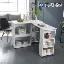 동서가구 네오 하논 확장형 홈바 식탁 기역자형 B타입 NES496, 화이트
