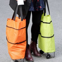 환경보호 바퀴달린 접이식 장바구니 휴대용 시장 카트, 그린