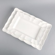 러플 직사각 접시(대) 49.5x32.8x4.5cm 케이터링 부페접시