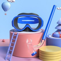 반건식 스노클고글 프리다이빙 익스트림 물안경 스노쿨링 잠수경 마스크 물놀이필수템 제주도여행, 미러스트랩블루(대형프레임)