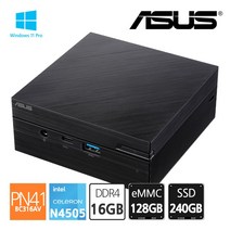 에이수스 ASUS 미니PC PN41-BC316AV N4505 Win11 RAM 16G eMMC 128GB SSD 240GB 완제품, 단품