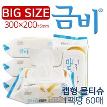 2배큰 빅사이즈 금비물티슈 60매 5팩 병원용/간병용