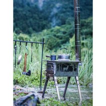 연통없는난로 펠렛난로 펠릿 야외용 캠핑용 캠핑화목난로 티타늄 차박 불멍, 단면 방화창 버전 캠핑스토브(캠프)