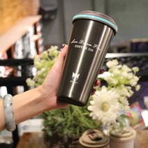 트러스트 스테인리스커피컵 휴대용커피빈텀블러 500ml, 실버 그레이 커피컵