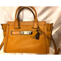 혼합 가죽 니켈 브라운 코치 COACH 59505 Swagger 27 권장소비자가격450 크로스백 가방
