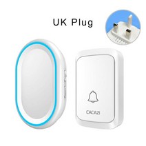 도어벨 차임벨 현관벨 홈 스마트 무선 방수 AC 300M 20-80dB 미국 플러그 빌라 학교에 대한 LED 무선 스마트 도어 벨, 흰색 영국 플러그