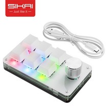 SIKAI 기계식 한손 편집 프로그래밍 메크로 키보드, 6키+1노브(유선+RGB), 회이트