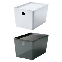 [이케아] KUGGIS 쿠기스 수납함+뚜껑 18x26x15cm/수납박스/정리함/리빙/공간, 색상:화이트_905.012.86