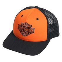 할리 데이비슨 클래식 bamps 스냅백 투톤 트러커 캡 오렌지블랙