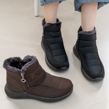 벨루치슈즈 여성 심플 사이드 지퍼 발편한 엄마 중년 통굽 안감털 앵클 숏부츠 5cm
