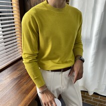 몽키 캐시미어 소프트 무지라운드 긴팔니트