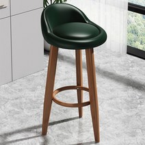 바 체어 높은 의자 홈바 아일랜드 높은 스탠드 식탁 빠 테이블 스툴 바텐, 70cm 월넛 우드 다리 인조가죽 그린