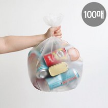 네이쳐리빙 재활용 쓰레기 분리수거 배접 비닐봉투100매20L, 청색, 색상:청색