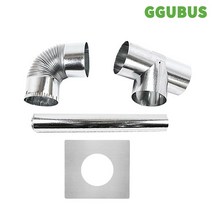 [본사직영] 꾸버스 화목난로 연통 펠렛난로 19종 소켓 모음, 90mm 창문막이