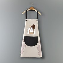 확대 포켓 만화 패턴 방수 오일 방지 Pinafore 홈 킹 요리 청소 턱받이 PVC 여성 커피 주방 앞치마, 2WQ-46445-010