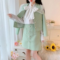 트위드투피스 가을 자켓 하트 리즈리사 일본풍 스커트 데이트 여친 상견례 하객 룩