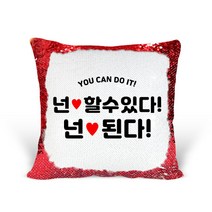 [리라상점] 응원선물 맞춤 문구 스팽글 쿠션 / 기념일 이벤트선물 솜포함 / 바로 선물 가능한 스팽글쿠션, 1.넌할수있다