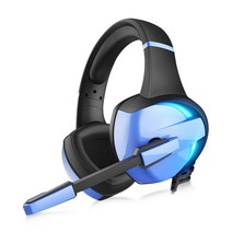 [무지개 색 LED] 게이밍 헤드셋 ps4 헤드셋 GM-7 LED 마이크 부착 유선 경량 통기 노이즈 캔슬링 게이밍 헤드폰 중저음 강화 소음 억제 신축 가능 3.5mm FPS 게임용 PC용 헤드폰 남녀 겸용 Xbox OnePUBG에 최적 (블루 )