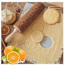 페이즐리 엠보싱 롤링 핀 - 5팩 컵 패드 + 금속 음료 빨대 2개 베이킹용 40.6cm(16인치) 각인 롤링 핀 + 어린이 및 성인용 쿠키 반죽 만들기 위한 귀엽고 가벼운 나