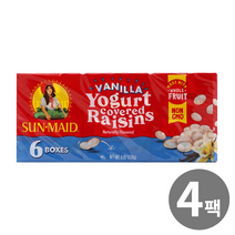 SUN MAID 썬메이드 요거트 커버드 건포도 바닐라맛 170g 4팩, 4개