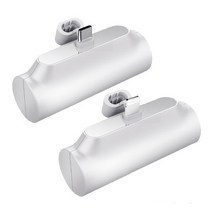 [무료배송]액티몬 휴대용 거치형 미니 도킹형 보조배터리 5000mAh 고속충전 Type-C 아이폰 8핀 2개 세트, 액티몬_C타입, 화이트(5000mAh), 액티몬_C타입_화이트(5000mAh)