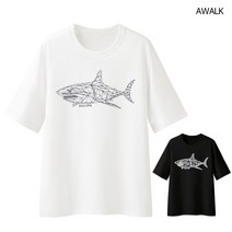 어워크 오버핏 반팔티 남여공용 반팔 티셔츠 샤크진