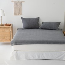 소르잠 목화솜 60수 순면 누빔 피그먼트 침대패드 겸 이불, 차콜(고정밴드)