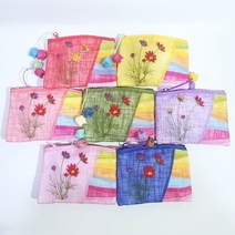전통 모시 사각 꽃 자수 색동 동전지갑 부모님 선물 외국인 단체 기념품