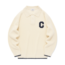 COVERNAT C 로고 카라 니트 아이보리