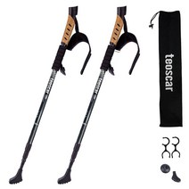 도나샵 테오스카 두랄루민 코르크핸들 등산스틱 2p+스틱케이스 ss-43002 바스켓&보호캡 스틱연결클립, 블랙