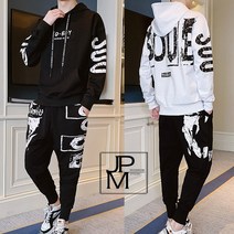 제이피엠 남자 오버핏 후드 트레이닝복세트 프린팅 루즈핏 운동복 긴팔 후드티셔츠 배기팬츠 상하의세트 RT16
