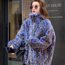 십전십미 호피 램스울 코트 여자 쇼트 모피 가을겨울