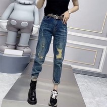 빅 사이즈 구멍 청바지 여성 찢어진 청바지