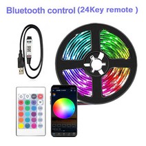 LED 스트립 조명 USB 블루투스 RGB 5V 유연한 램프 테이프 리본 TV 데스크탑 스크린 백라이트 다이오드 장식, [04] Bluetooth 24KControl, [01] 2835 RGB, [01] 5M Full Set