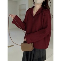 후드니트 브이넥 데일리 봄 가을 여자니트티