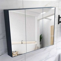 화장실서랍장 다용도실 선반 플라스틱 협탁 투명 거울장, 90CM 스마트 거울 캐비닛(도어 3개 포함)