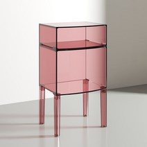 101402 테이블 수납 모듈 사이드 협탁 까르텔 선반 반 아크릴 고스트 카르텔 투명 버스터, 단일, 핑크빅+깅엄 40x31x72.5