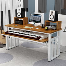 엠지픽 공장직송 미디 테이블 뮤지션 건반 MIDI 피아노 책상 키보드 가성비 음악 작업, 140 화이트+오크 125