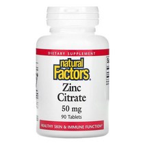 내추럴 팩터스 Natural Factors 구연산 아연 50mg 정제 90정, 5개