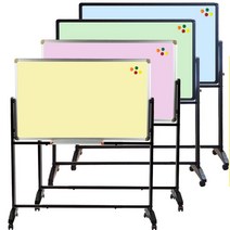 칠판박사 자석 양면 칼라보드 화이트보드 스탠드세트 이동식칠판 추천 양면칠판, 핑크&옐로우