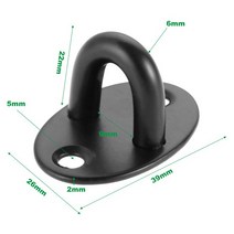 천장 마운트 후크 나사 포함 Stianless 스틸 행거 U자형 링 탑 베이스 행잉 팬 샹들리에 식물 장식, 02 Black S and screw