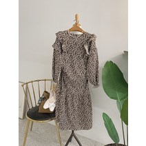 허니제이 / 이브닝 프릴 플라워 롱 뒷지퍼 원피스