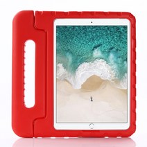 아이패드 7세대 / 아이패드 8세대 10.2인치 아이패드 에어 3 세대 10.5인치 키즈 케이스 충격 방지 에바 케이스 범퍼 커버 핸들 스탠드 컨버터블 핸들 경량 보호 커버, 빨간