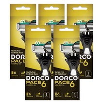 도루코 정품 PACE 6중날 페이스6 휴대용 면도기 1P 개별포장, 5개, 1개입