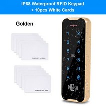 대문번호키 도어락 양문형 자동문 현관문 야외 방수 액세스 제어 키패드 RFID 키보드 시스템 125KHz 카드 리더 금속 터치 컨트롤러 Wiegand2634 초인종, Golden with cards