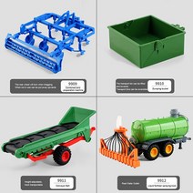 RC 자동차 장난감 농장 트랙터 트레일러 1/24 2.4G 원격 제어 엔지니어링 건설 트럭 농업 기계 어린이 소년 선물, [09] 9909-10-11-12