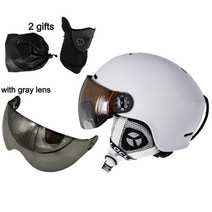 스키 보드 스노우 스노우보드 헬멧 OCE CE 인증 일체형 성형 아웃도어 고글 성인 어, XL (61-64cm), White 2 Lenses 3