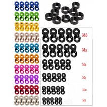 10pcs 알루미늄 와셔 M2 / M2.5 / M3 / M4 / M5 / M6 다채로운 알루마이트 카운터 싱크 헤드 볼트 와셔 가스켓, 검은색, 10개
