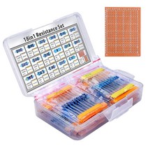 Kuman 1% 저항 키트 모음 0 Ohm-1M Ohm (525개 팩) 5x7cm 납땜 마감 프로토타입 PCB 회로 보드 브레드보드 Arduino Rasbperry pi 3 2