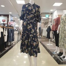 이랜드 [샤트렌(CHATELAINE)]여성 간절기 여름 롱 원피스 허리벨트 플레어 꽃프린트 긴팔 원피스/울산점